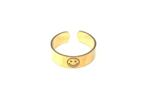 Anillo happy face #6 ajustable acero inox